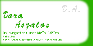 dora aszalos business card